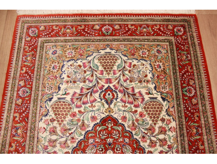 Persian carpet Qum pure Silk151x100 cm Beige