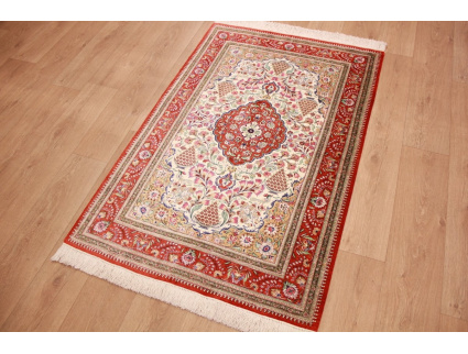 Persian carpet Qum pure Silk151x100 cm Beige