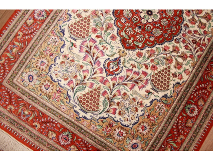 Persian carpet Qum pure Silk151x100 cm Beige