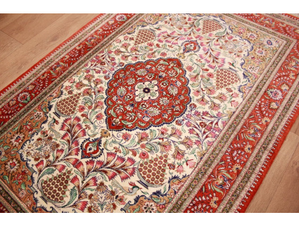 Persian carpet Qum pure Silk151x100 cm Beige