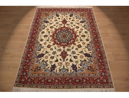 Persian carpet "Taabriz" with Silk 215x155 cm Beige