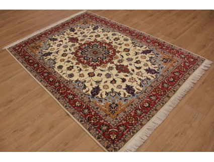 Persian carpet "Taabriz" with Silk 215x155 cm Beige