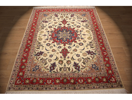 Persian carpet "Taabriz" with Silk 202x153 cm Beige