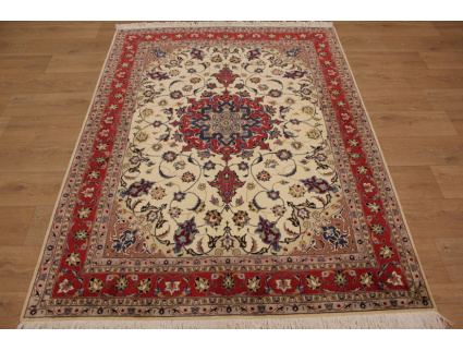 Persian carpet "Taabriz" with Silk 202x153 cm Beige