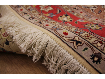 Persian carpet "Taabriz" with Silk 202x153 cm Beige