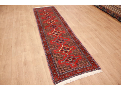 Persian carpet "Seneh" runner Wool 336x90 cm Red