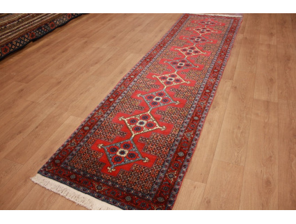 Persian carpet "Seneh" runner Wool 336x90 cm Red