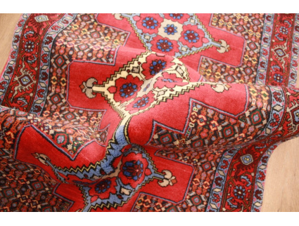 Persian carpet "Seneh" runner Wool 336x90 cm Red