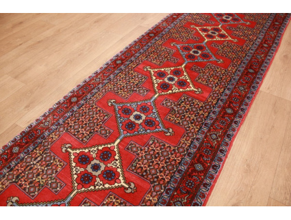 Persian carpet "Seneh" runner Wool 336x90 cm Red