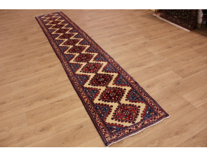 Persian carpet "Hamedan" runner virgin wool 398x70 cm