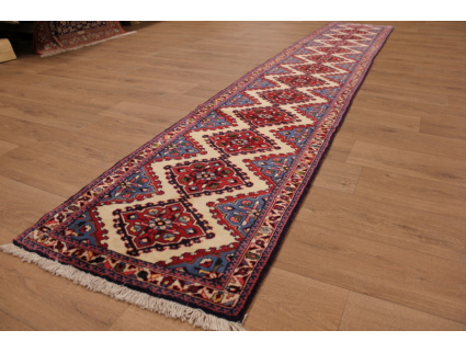 Persian carpet "Hamedan" runner virgin wool 398x70 cm