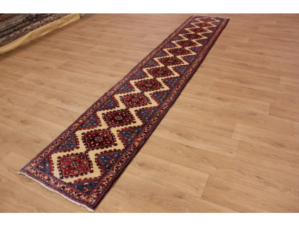 Persian carpet "Hamedan" runner virgin wool 398x70 cm