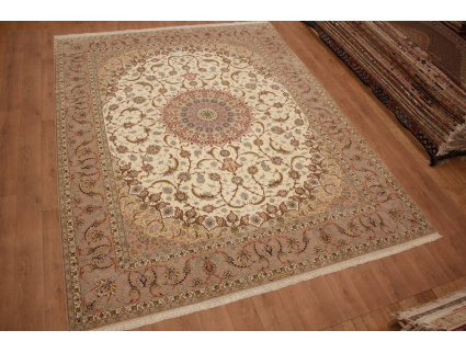 Feiner Perserteppich Isfahan mit Seide 400x315 cm Beige