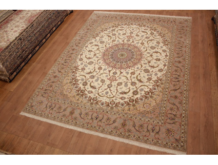 Feiner Perserteppich Isfahan mit Seide 400x315 cm Beige