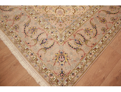 Feiner Perserteppich Isfahan mit Seide 400x315 cm Beige