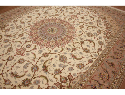 Feiner Perserteppich Isfahan mit Seide 400x315 cm Beige