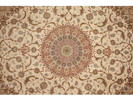 Feiner Perserteppich Isfahan mit Seide 400x315 cm Beige