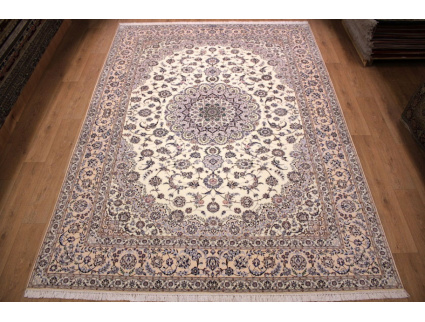 Persian carpet "Nain" 6la with Silk 360x260 cm Beige