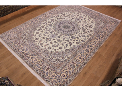 Persian carpet "Nain" 6la with Silk 360x260 cm Beige