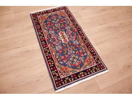 Persian carpet "Kerman" virgin wool 124x62 cm Blue