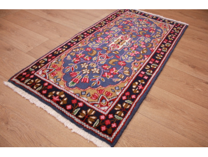 Persian carpet "Kerman" virgin wool 124x62 cm Blue