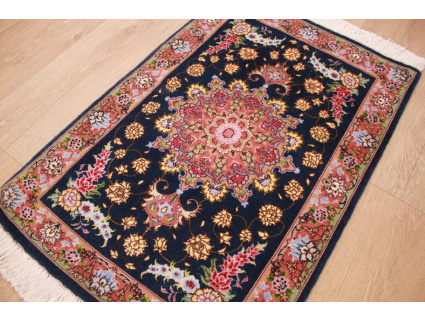 Persian carpet "Taabriz" with silk 93x67 cm Black