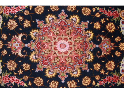 Persian carpet "Taabriz" with silk 93x67 cm Black