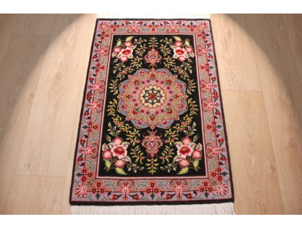 Persian carpet "Taabriz" with silk 92x60 cm Black