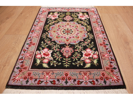 Persian carpet "Taabriz" with silk 92x60 cm Black