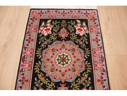 Persian carpet "Taabriz" with silk 92x60 cm Black