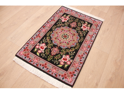 Persian carpet "Taabriz" with silk 92x60 cm Black