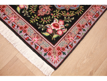 Persian carpet "Taabriz" with silk 92x60 cm Black