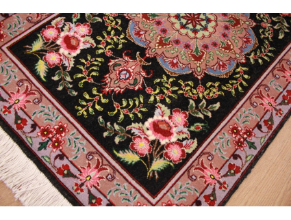 Persian carpet "Taabriz" with silk 92x60 cm Black