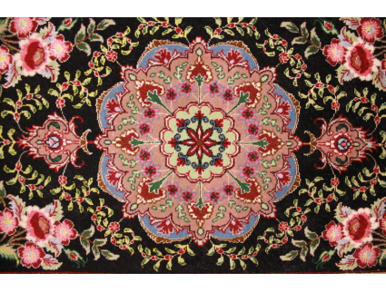 Persian carpet "Taabriz" with silk 92x60 cm Black