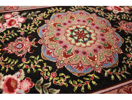 Persian carpet "Taabriz" with silk 92x60 cm Black