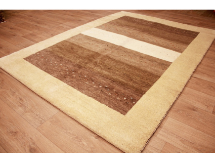 Oriental carpet "Gabbeh" pure wool 243x173 cm Beige-Brown