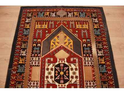 Leather carpet combination leather and carpet 156x99 cm Brown