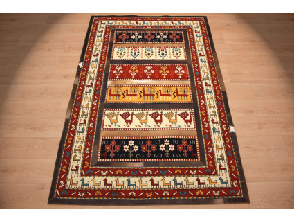 Leather carpet combination leather and carpet 231x147 cm Brown