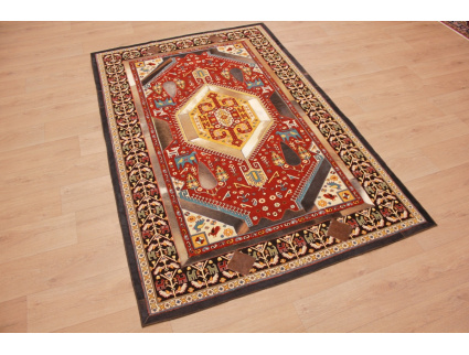 Leather carpet combination leather and carpet 230x147 cm Brown