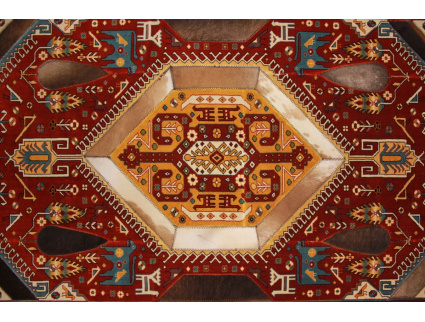 Leather carpet combination leather and carpet 230x147 cm Brown