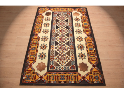 Leather carpet combination leather and carpet 231x148 cm Brown