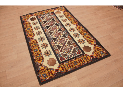 Leather carpet combination leather and carpet 231x148 cm Brown