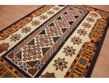 Leather carpet combination leather and carpet 231x148 cm Brown