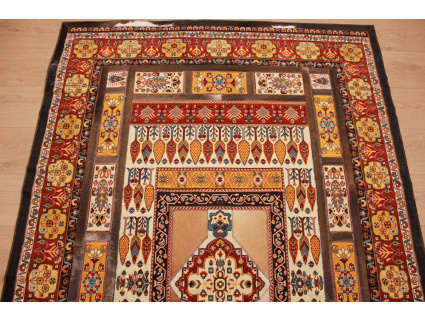 Leather carpet combination leather and carpet 229x147 cm Brown