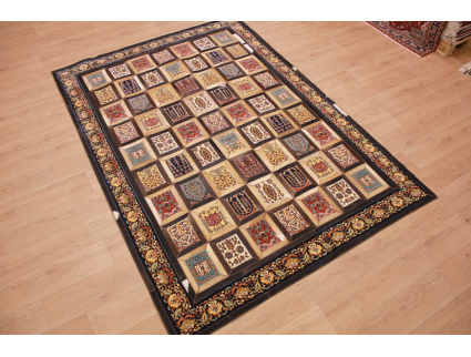 Leather carpet combination leather and carpet 280x196 cm Brown