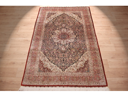 Hand-knotted chinese pure silk carpet 240x155 cm Blue