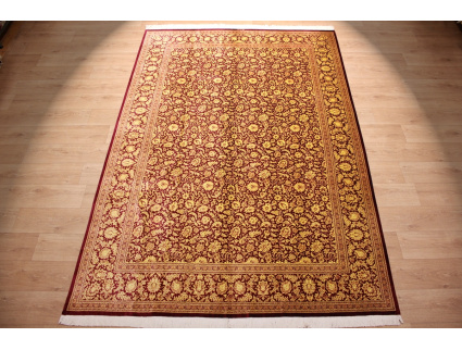 Persian carpet Qum pure Silk 294x196 cm Gold-Red