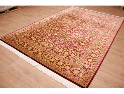 Persian carpet Qum pure Silk 294x196 cm Gold-Red