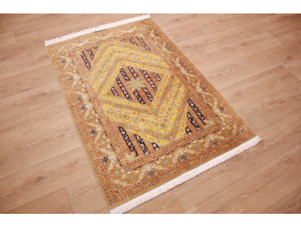 Persian carpet Qum pure Silk 147x98 cm Gold