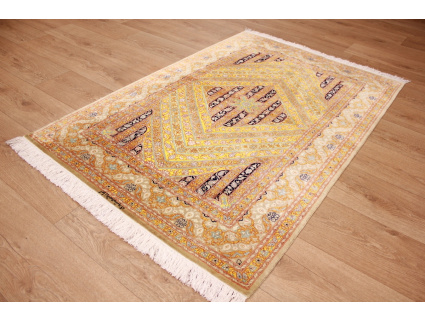 Persian carpet Qum pure Silk 147x98 cm Gold